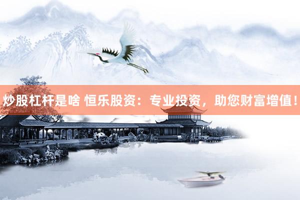 炒股杠杆是啥 恒乐股资：专业投资，助您财富增值！