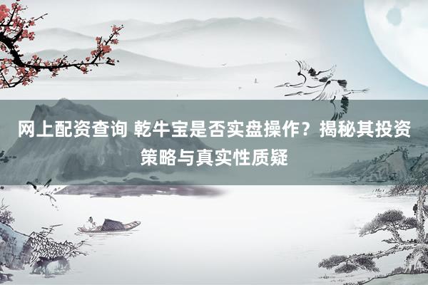 网上配资查询 乾牛宝是否实盘操作？揭秘其投资策略与真实性质疑