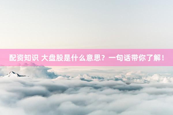 配资知识 大盘股是什么意思？一句话带你了解！
