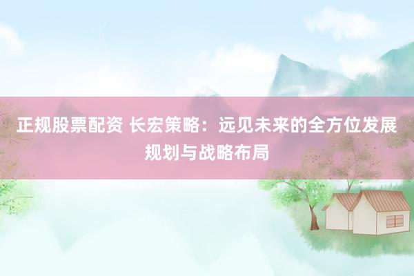 正规股票配资 长宏策略：远见未来的全方位发展规划与战略布局
