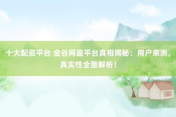 十大配资平台 金谷网盈平台真相揭秘：用户亲测，真实性全面解析！