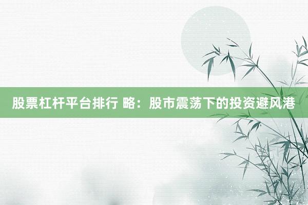 股票杠杆平台排行 略：股市震荡下的投资避风港