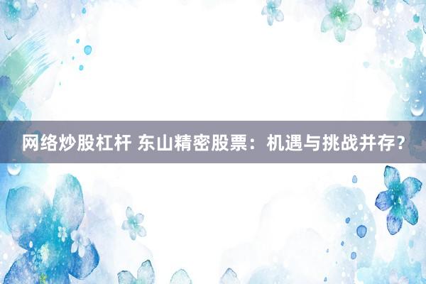 网络炒股杠杆 东山精密股票：机遇与挑战并存？