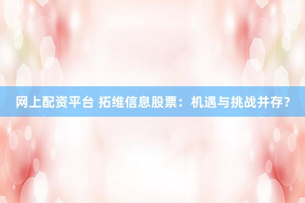 网上配资平台 拓维信息股票：机遇与挑战并存？