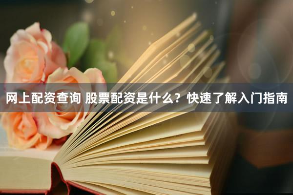 网上配资查询 股票配资是什么？快速了解入门指南