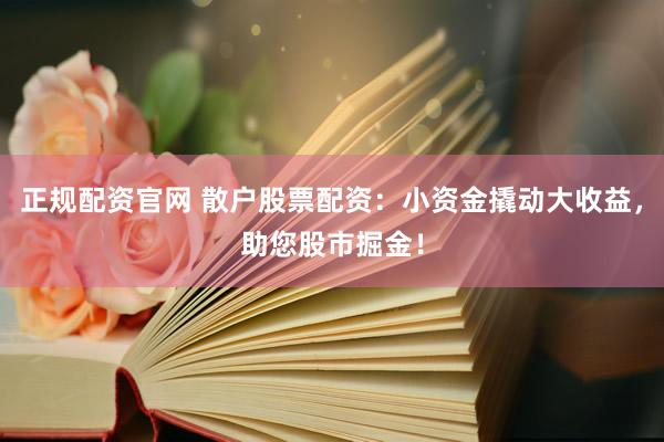 正规配资官网 散户股票配资：小资金撬动大收益，助您股市掘金！