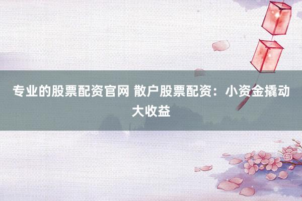 专业的股票配资官网 散户股票配资：小资金撬动大收益