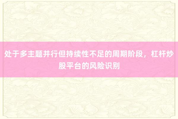 处于多主题并行但持续性不足的周期阶段，杠杆炒股平台的风险识别